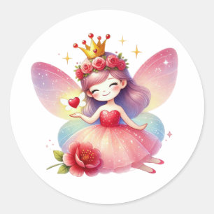 Valentines Adorable Fairy Runder Aufkleber