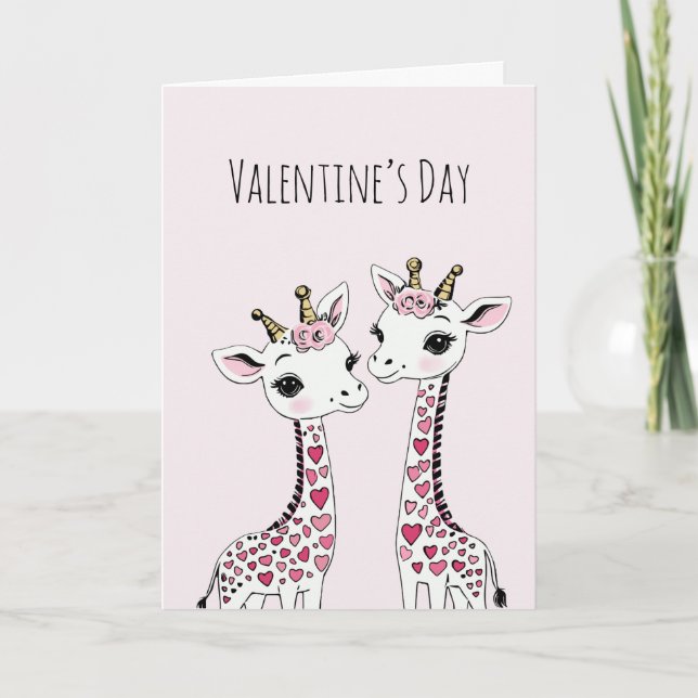 Valentines Adorable Giraffen Valentines Karte (Vorderseite)