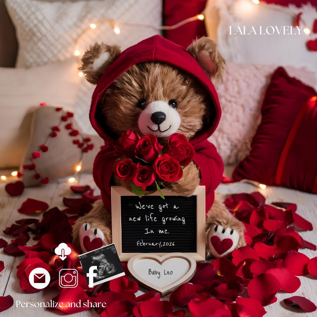 Valentines baby reveal Pregnancy Announcement Card Ankündigung (Von Creator hochgeladen)