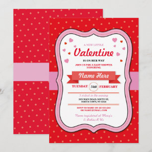 Valentines Baby Shower Girl Liebe Roter Rosa Herze Einladung