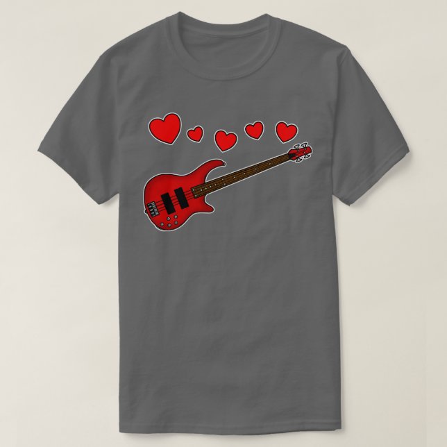 Valentines Bass Guitar Bassist Wedding Musician T-Shirt (Design vorne)