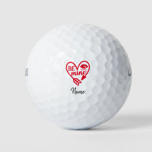Valentine's Be Mine mit rotem Herzen zum Golfer Golfball