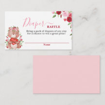 Valentines Bear Baby Shower Diaper Raffekarte