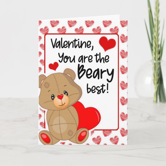 Valentines Beary Best Heart Grußkarte Karte (Vorderseite)