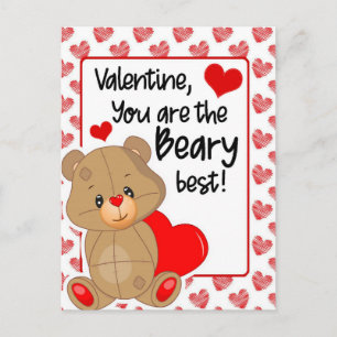 Valentines Beary Best Hearts Postkarte