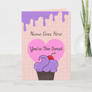 Valentines Birthday Liebe Hearts Sweet Cupcake Karte