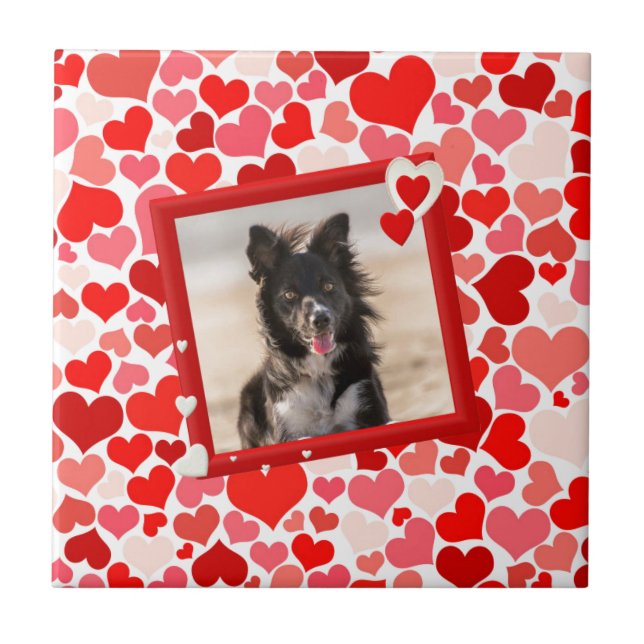 Valentines Border Collie Hunde Herz Fliese (Vorderseite)