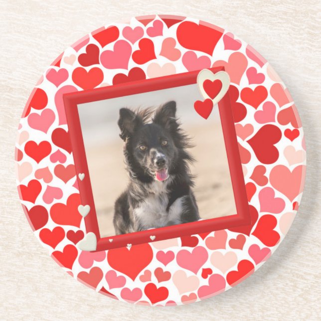 Valentines Border Collie Hunde Herz Getränkeuntersetzer (Vorne)