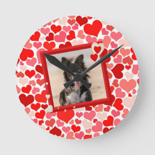 Valentines Border Collie Hunde Herz Runde Wanduhr
