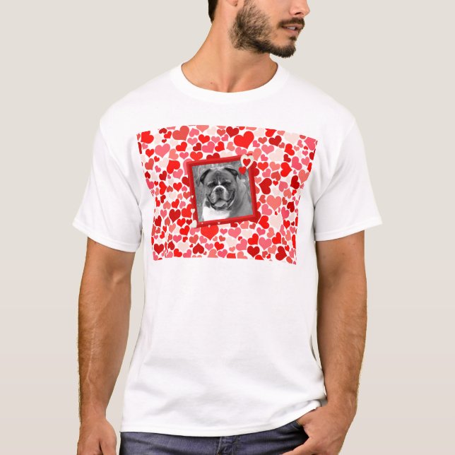 Valentines Boxer Hunde Herz T-Shirt (Vorderseite)