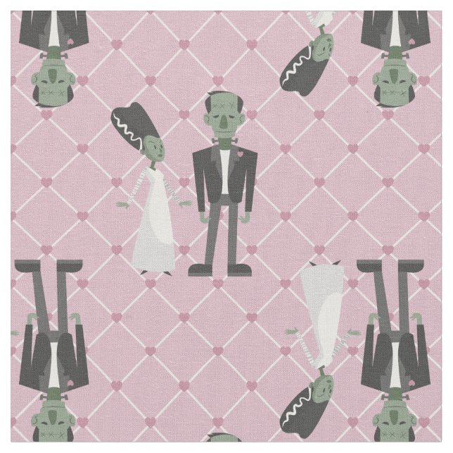 valentines bride frankenstein monster pink herzen stoff (Nahaufnahme)