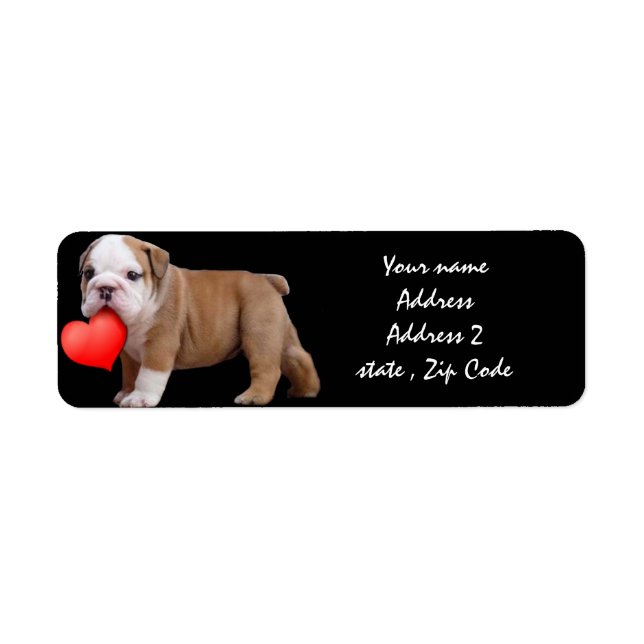 Valentines Bulldog Welpenadressen Labels (Vorne)