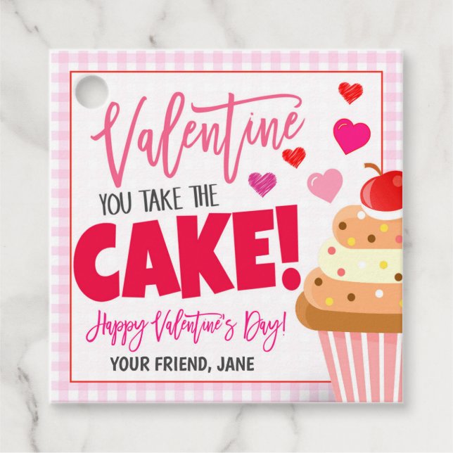 Valentines Cake Gift Tag Geschenkanhänger (Vorderseite)