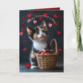 Valentine's Calico Kitten Chocolates Red Hearts  Karte