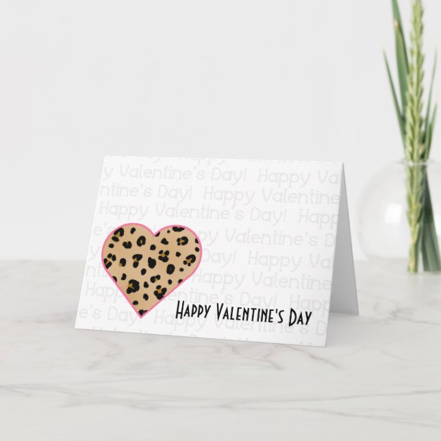 Valentine's Card - Leopard Print Heart Feiertagskarte (Vorderseite)