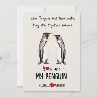 Valentines Card Pinguin Personalisiert Romantik Feiertagskarte