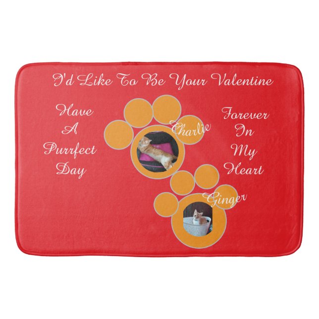 Valentine's Cat Pawprint Humor Cat Photo Badematte (Vorderseite)