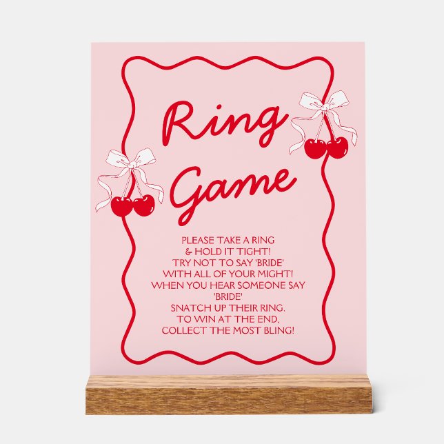 Valentines Cherry Brautparty Ring Game Acrylschild (Von Creator hochgeladen)