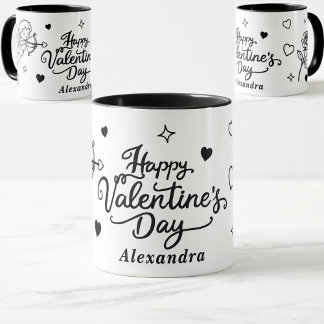 Valentines  Cherub & Romantic Doodle Personalized Tasse