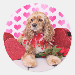 Valentines - Cocker Spaniel - Bella Runder Aufkleber