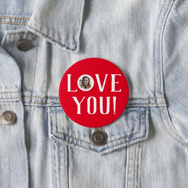 Valentines Couple Heart Custom Personalisiert Foto Button (Beispiel)