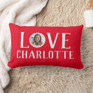 Valentines Couple Heart Custom Personalisiert Foto Lendenkissen