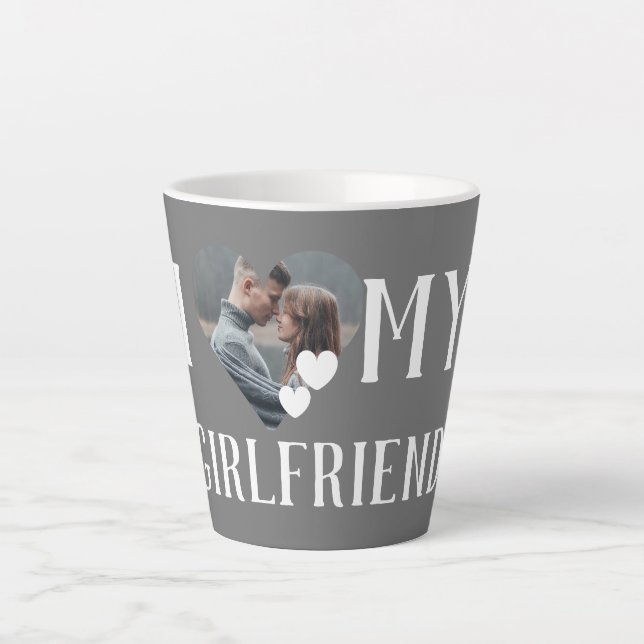 Valentines Couple Heart Custom Personalisiert Foto Milchtasse (Vorderseite)