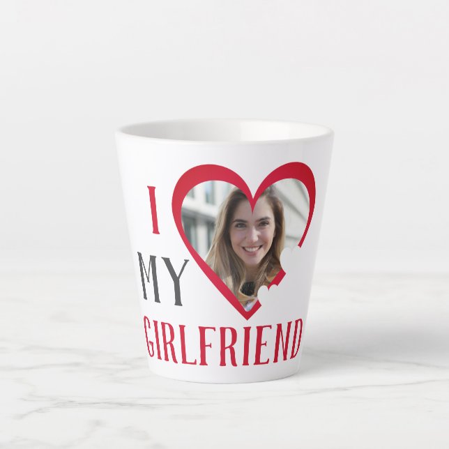 Valentines Couple Heart Custom Personalisiert Foto Milchtasse (Vorderseite)