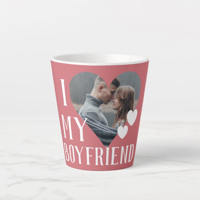 Valentines Couple Heart Custom Personalisiert Foto Milchtasse (Vorderseite)