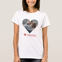 Valentines Couple Heart Custom Personalisiert Foto T-Shirt