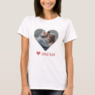 Valentines Couple Heart Custom Personalisiert Foto T-Shirt