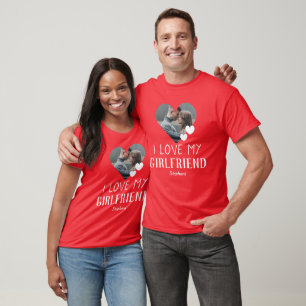 Valentines Couple Heart Custom Personalisiert Foto T-Shirt