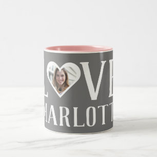 Valentines Couple Heart Custom Personalisiert Foto Zweifarbige Tasse