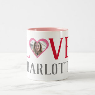 Valentines Couple Heart Custom Personalisiert Foto Zweifarbige Tasse