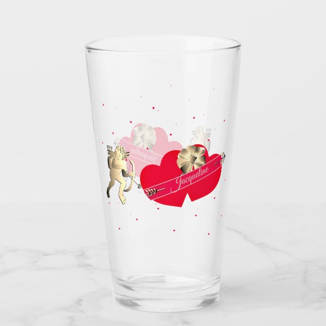 Valentine's Cupid & Hearts  Glas (Vorderseite)