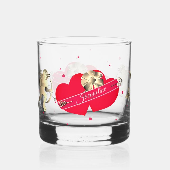 Valentine's Cupid & Hearts  Whiskyglas (Rückseite)