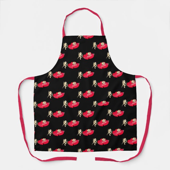Valentine's Cupid w/Hearts All-Over Print Apron Schürze (Vorderseite)