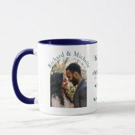 Valentines Custom Foto Names und Liebe Quote Blue Tasse