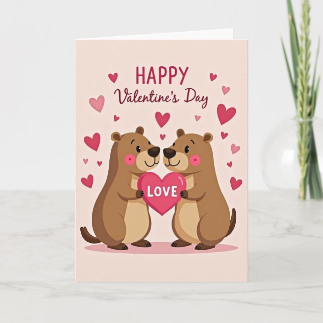 Valentines Cute Bear Couple Love Card Karte (Vorderseite)