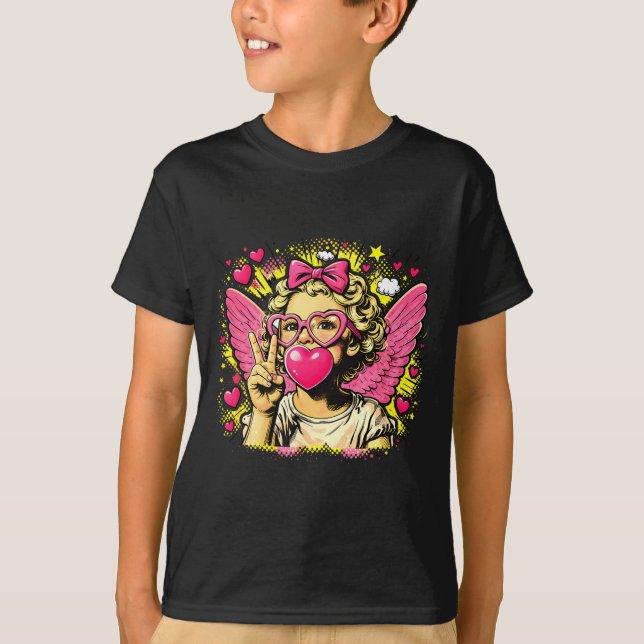 Valentines Cute Cupid Heart Angel Love Holiday Com T-Shirt (Vorderseite)
