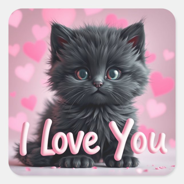 Valentines Cute Kitten  Stickers (Vorderseite)
