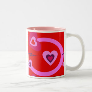 VALENTINE'S DAKAFFEE MUGS - HERZ - PINK - ROT ZWEIFARBIGE TASSE