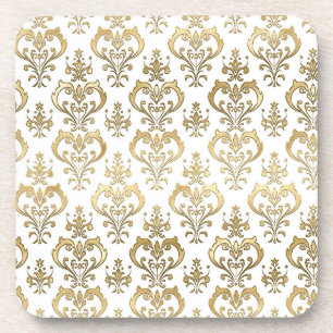 Valentine's Damask von elegantem Weiß- und Goldher Getränkeuntersetzer