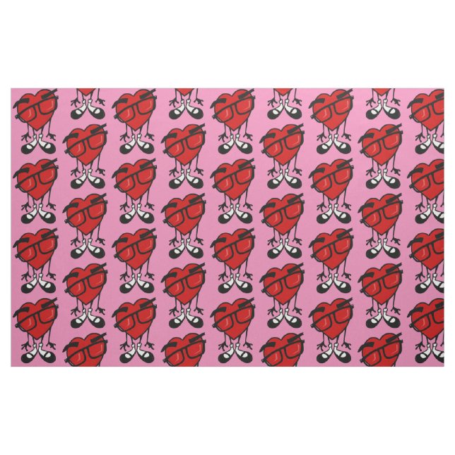 VALENTINE'S DARED HEART GRAPHIC PINK FABRIC STOFF (Yard (91,4 cm))