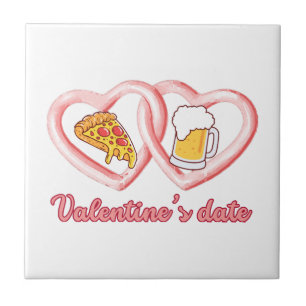 Valentine's Date Pizza Beer Fliese