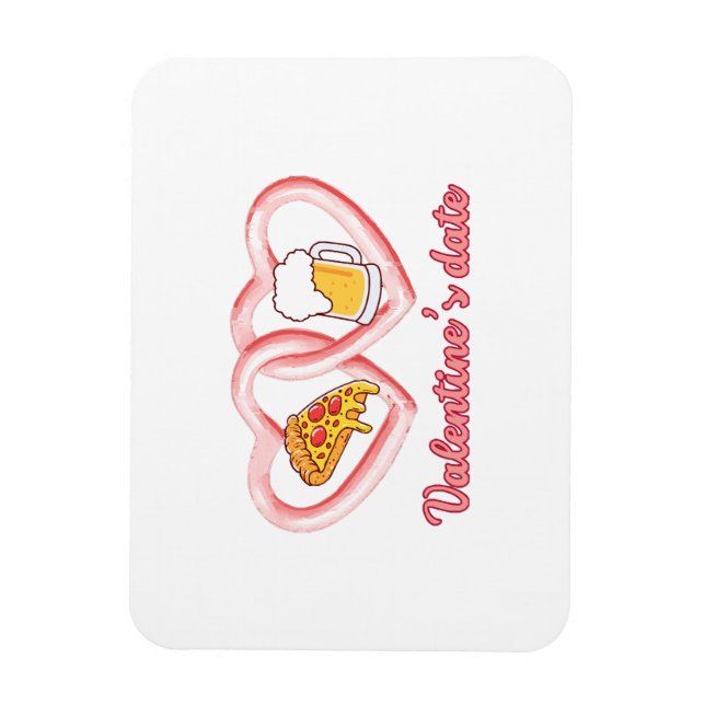 Valentine's Date Pizza Beer Magnet (Vertikal)