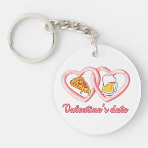 Valentine's Date Pizza Beer Schlüsselanhänger