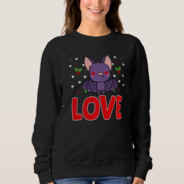 Valentines Day 2023 Love Bat Hearts Boys Girls Kid Sweatshirt (Vorderseite)