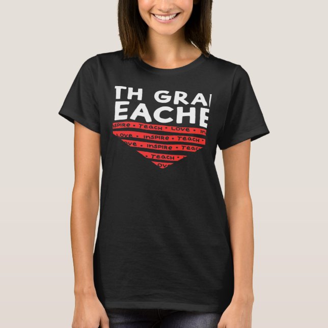 Valentines Day 4th Grade Teacher Appreciation Hear T-Shirt (Vorderseite)