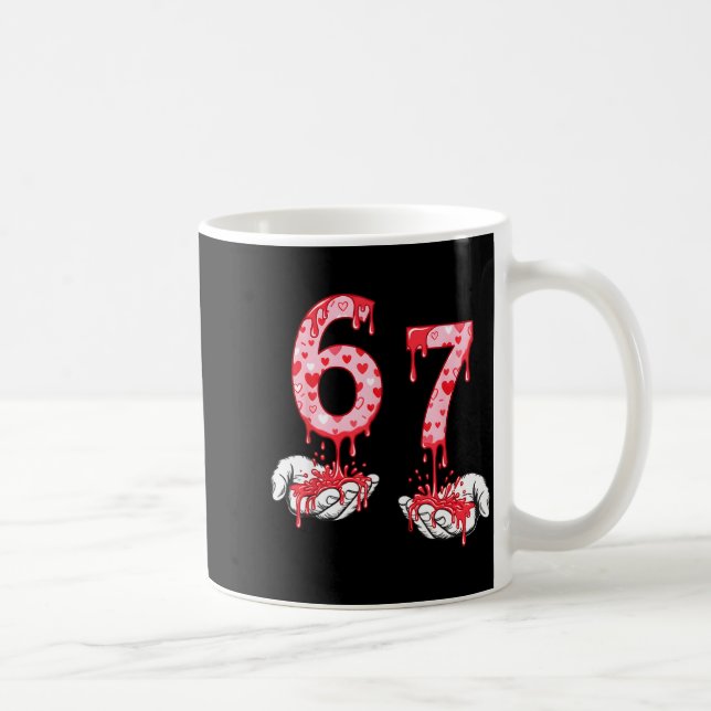 Valentines Day 67 Meme Six Seven 6 7 Valentine Hea Kaffeetasse (Rechts)